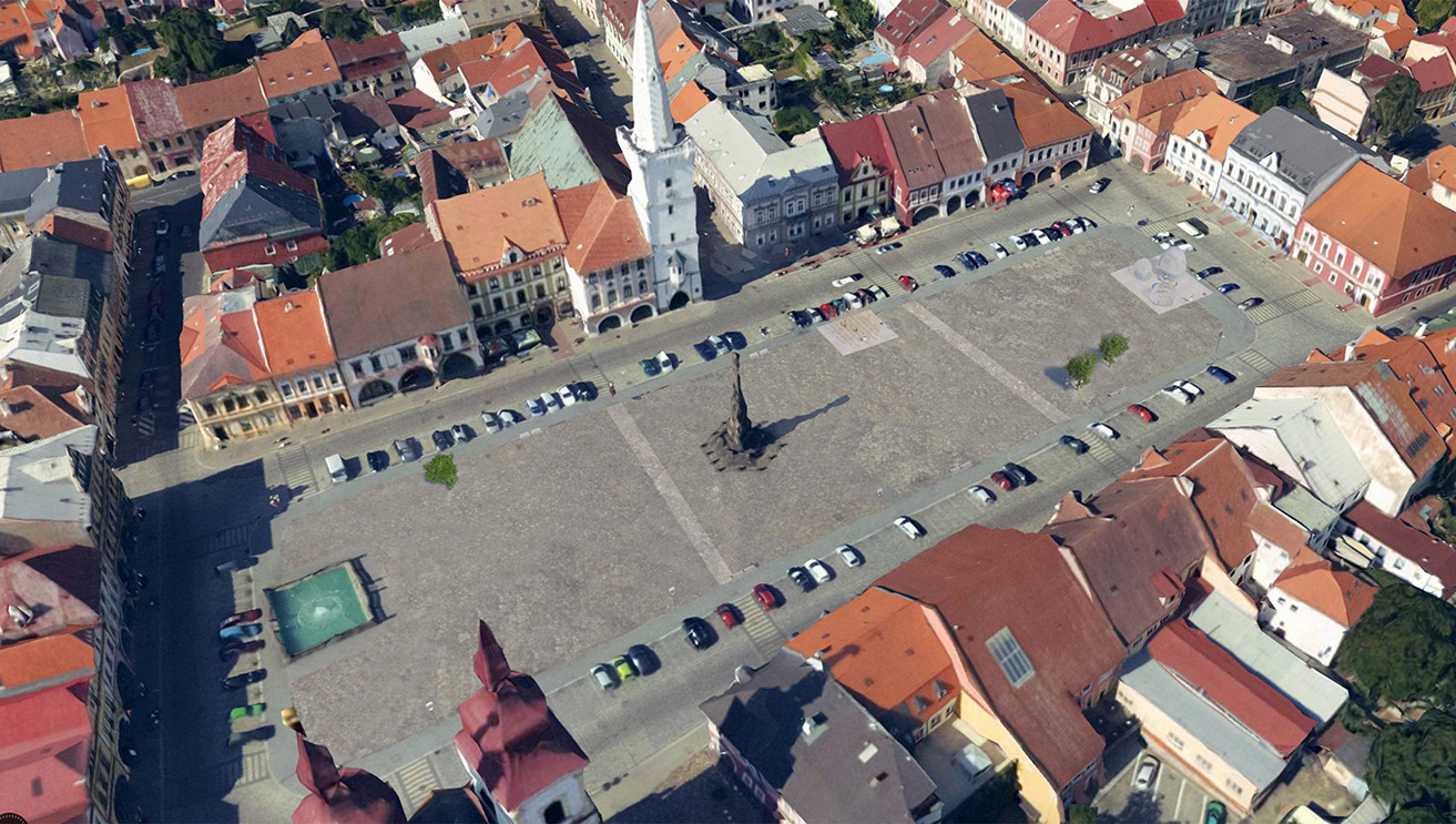 úpravy Mírového náměstí, Kadaň , studie